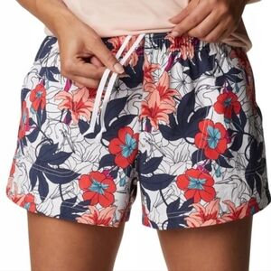 Columbia Tropical Drawstring Athletic Shorts - White, Gray & Coral Sz XXL NWT